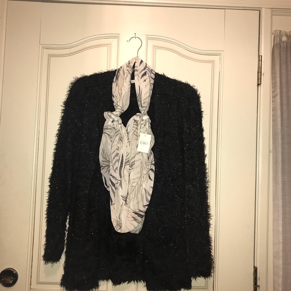 Cato Beige Palm Print Scarf - Picture 4 of 7